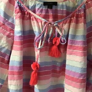 J. Crew Pink and Blue Striped Blouse